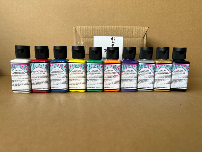 Alpha 6 Alpha flex Paint Set, w/ 10 Basic Colours - Leather and Textile Paint