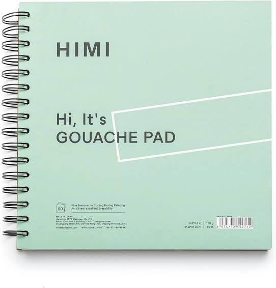 Himi 160gsm 50 pages 8.5in, Green - Painting Gouache Paper Pad Spiral Book For Watercolors, Gouache, Acrylics, Pencils - 🎨Artbyharshi