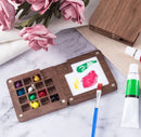 Portable Watercolor Palette, Mini Travel Paint Palette with Clip, Hands free pocket wooden mini-palette
