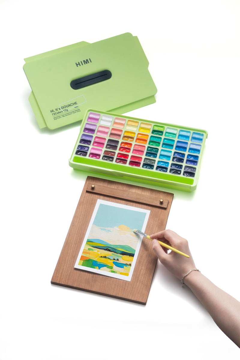 NEW HIMI GOUACHE PAINT SET, TWIN CUP,12G/72, Green Apple  Unique Jelly Cup Design, Non-Toxic, Gouache Paint for Canvas Watercolor Paper - Perfect for Beginners, Students, Artists