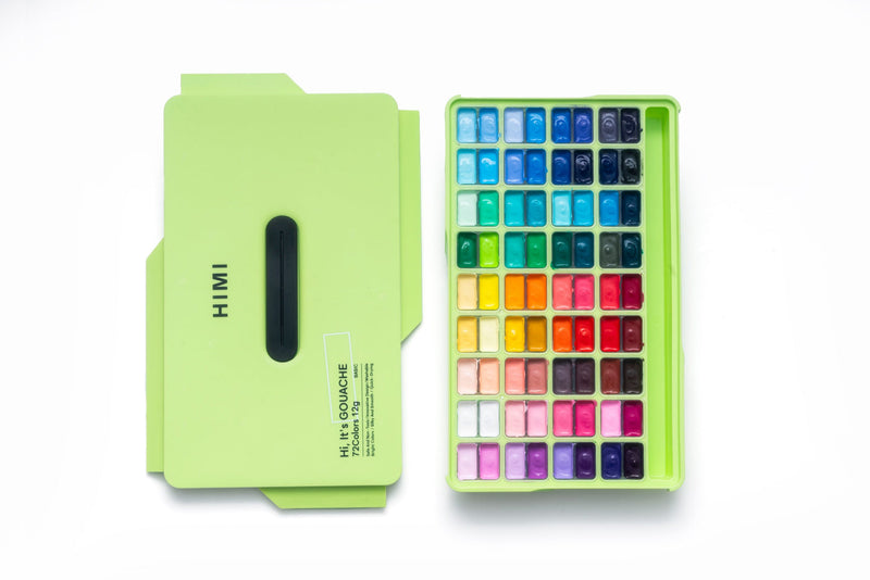 NEW HIMI GOUACHE PAINT SET, TWIN CUP,12G/72, Green Apple  Unique Jelly Cup Design, Non-Toxic, Gouache Paint for Canvas Watercolor Paper - Perfect for Beginners, Students, Artists