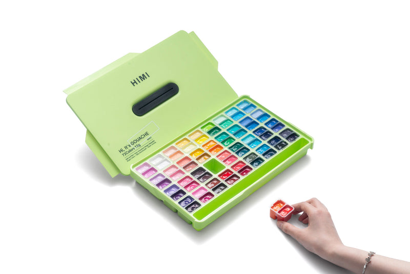 NEW HIMI GOUACHE PAINT SET, TWIN CUP,12G/72, Green Apple  Unique Jelly Cup Design, Non-Toxic, Gouache Paint for Canvas Watercolor Paper - Perfect for Beginners, Students, Artists