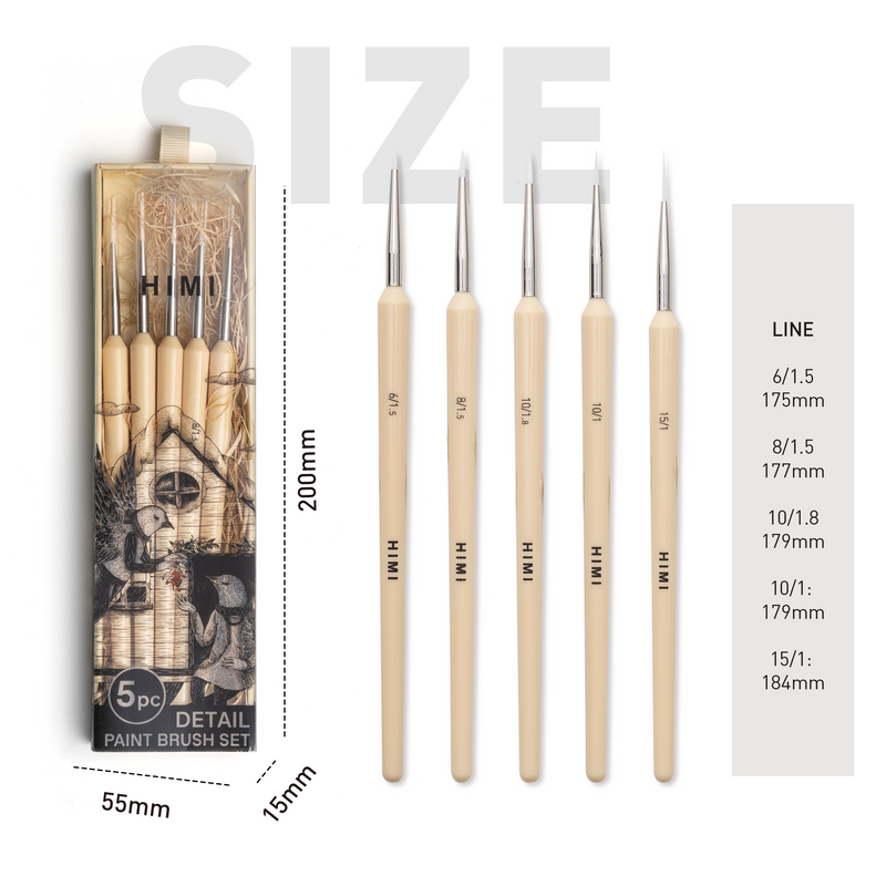 5pcs Artist Detail Paint Brush Set by Himi- high quality Taklon Bristles