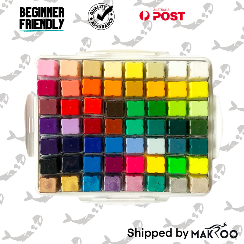 MIYA Gouache 56 Paint Set, 56 Colors x 30ml/1oz White Case Unique Jelly Cup Design, Non-Toxic, Gouache Paint for Canvas Watercolor Paper - Perfect for Beginners, Students, Artists