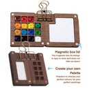 Portable Watercolor Palette, Mini Travel Paint Palette with Clip, Hands free pocket wooden mini-palette