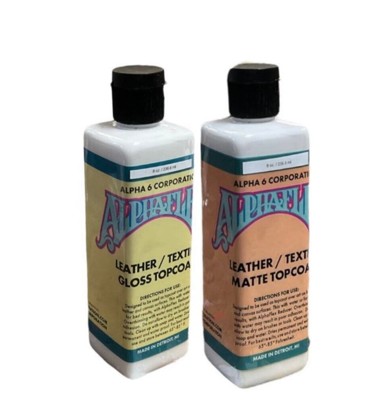 Alpha 6 flex Paint- Topcoat 8oz / 235.6ml gloss/matte Leather and Textile paint