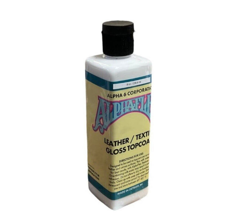 Alpha 6 flex Paint- Topcoat 8oz / 235.6ml gloss/matte Leather and Textile paint