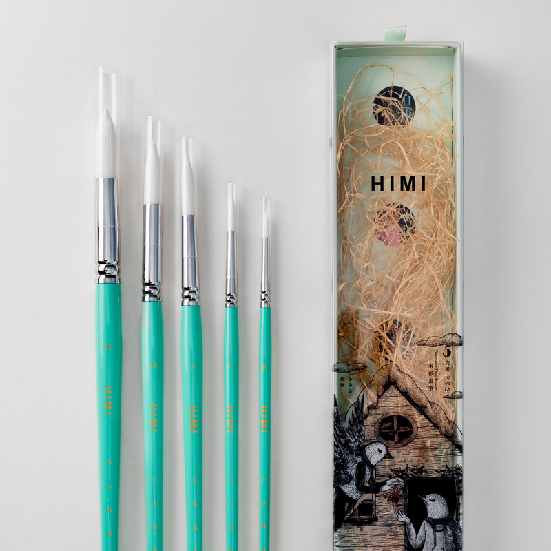 5pcs Artist Watercolour Brush Set by Himi- high quality Nylon Bristles