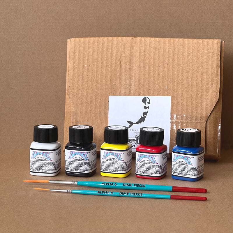 Alpha 6 Alpha flex Paint Set, w/ 5 Primary Colours - Leather & Textile paint