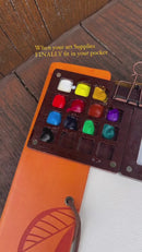 Portable Watercolor Palette, Mini Travel Paint Palette with Clip, Hands free pocket wooden mini-palette